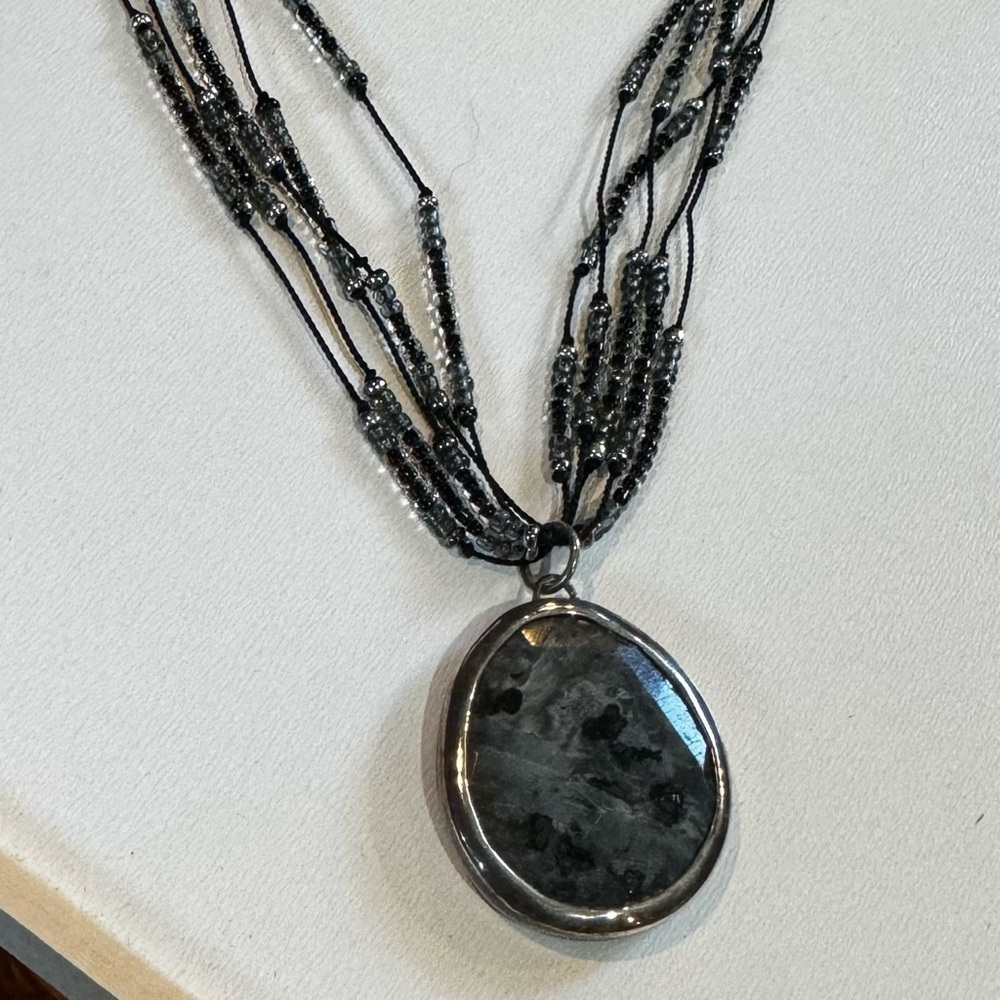Silpada Sterling Silver Stormy Night Feldspar Pendent on Multi-strand Necklace - Picture 2 of 5